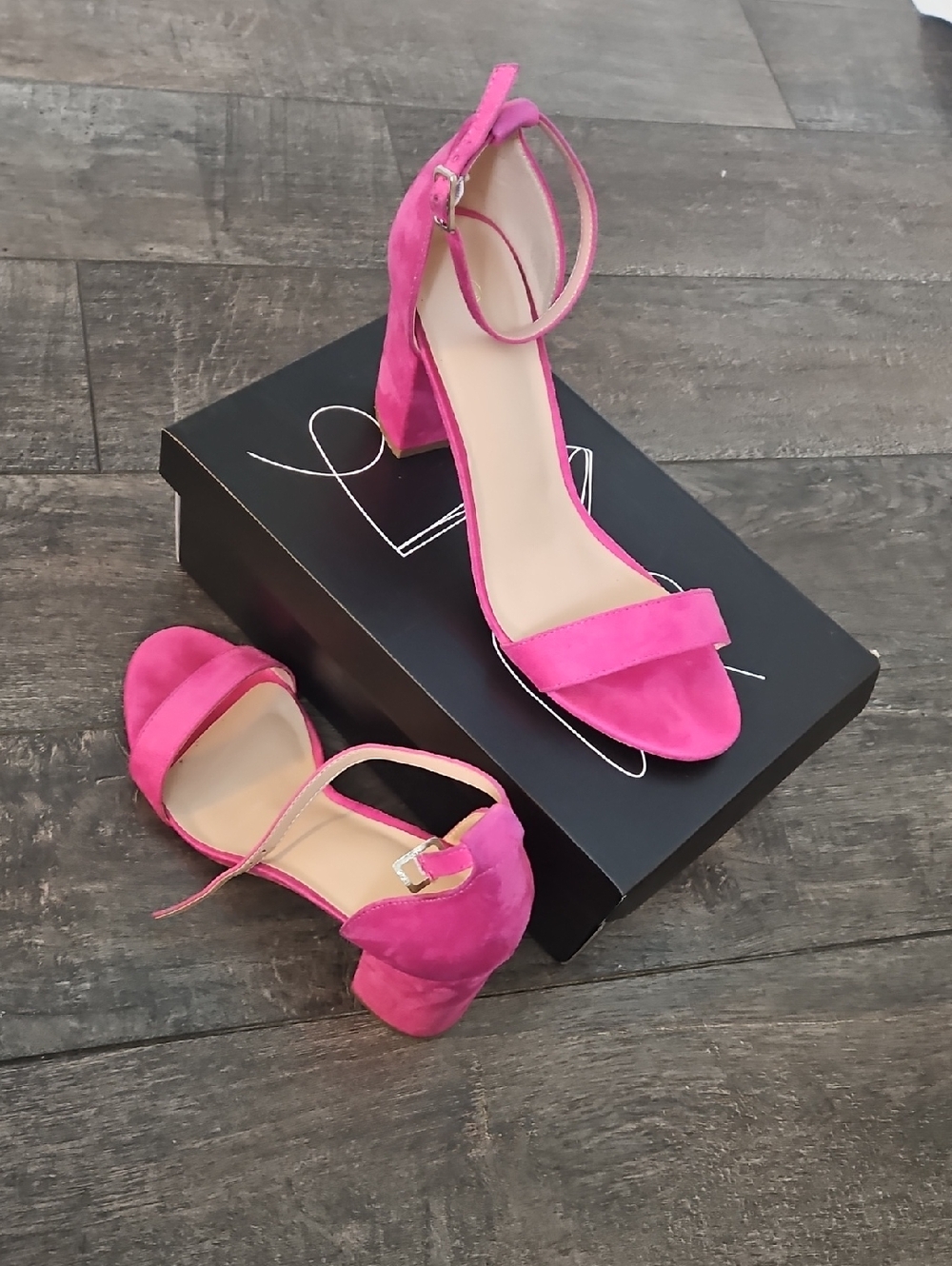 Oasis Fuchsia Pink Ankle-Strap Block Heel Sandals